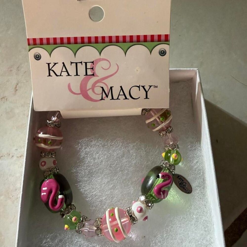 NWT Kate & Macy glass pink flamingo bracelet